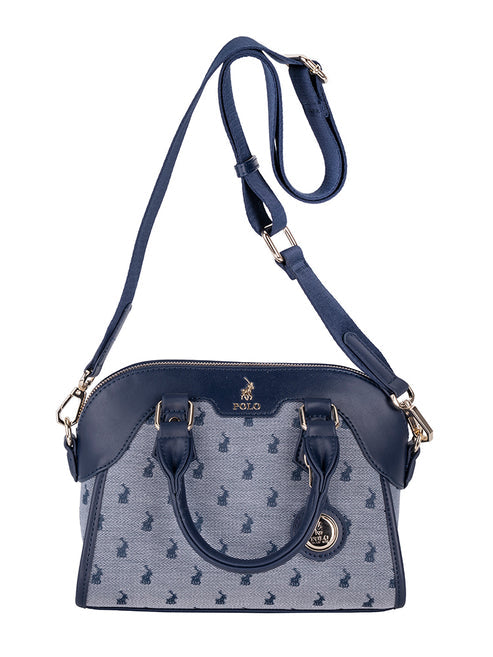 Polo Jacquard Small Shopper Bag In Navy