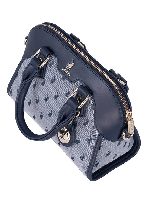 Polo Jacquard Small Shopper Bag In Navy