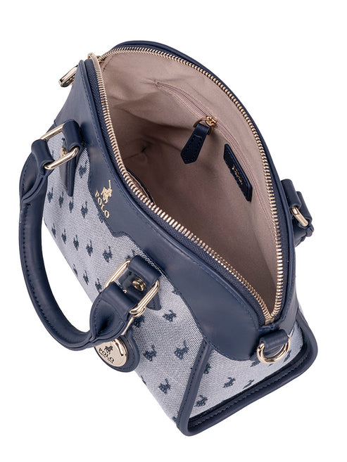 Polo Jacquard Small Shopper Bag In Navy