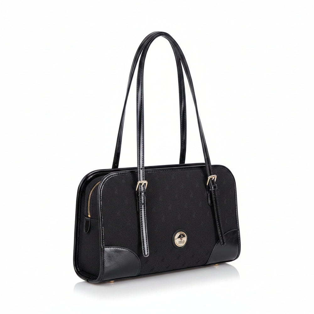 Polo Jacquard Shopper Bag In Black