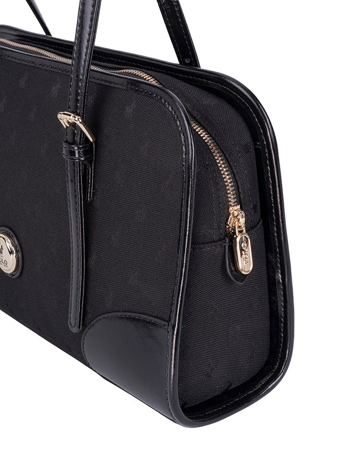 Polo Jacquard Shopper Bag In Black