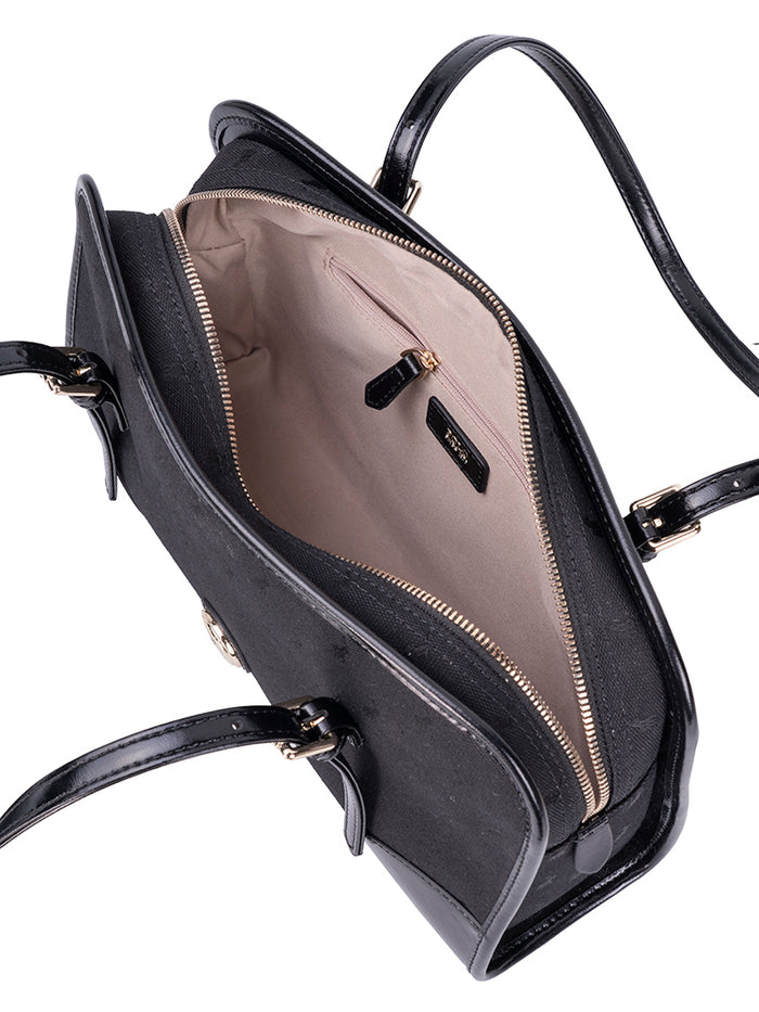 Polo Jacquard Shopper Bag In Black