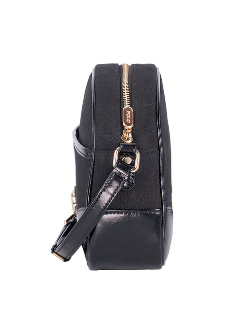 Polo Womens Jacquard Sling Bag In Black