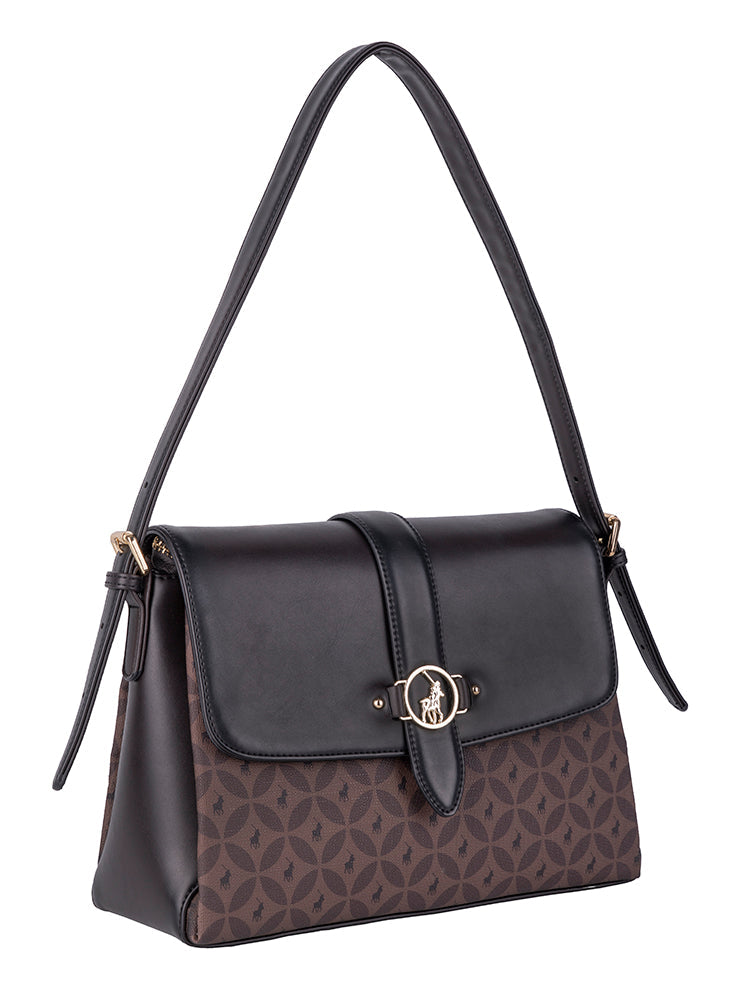 Polo Medina Flapover Shoulder Bag In Espresso