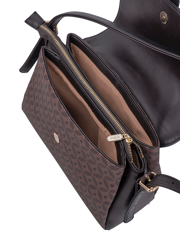 Polo Medina Flapover Shoulder Bag In Espresso