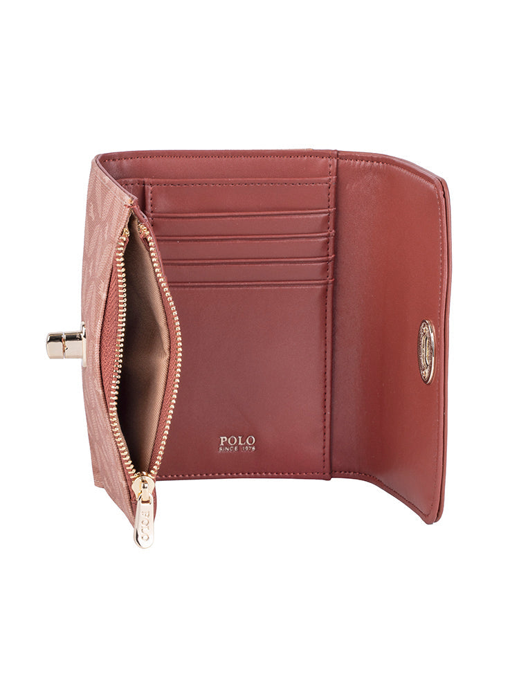 Polo medina Small Medium Trifold Purse In Chestnut