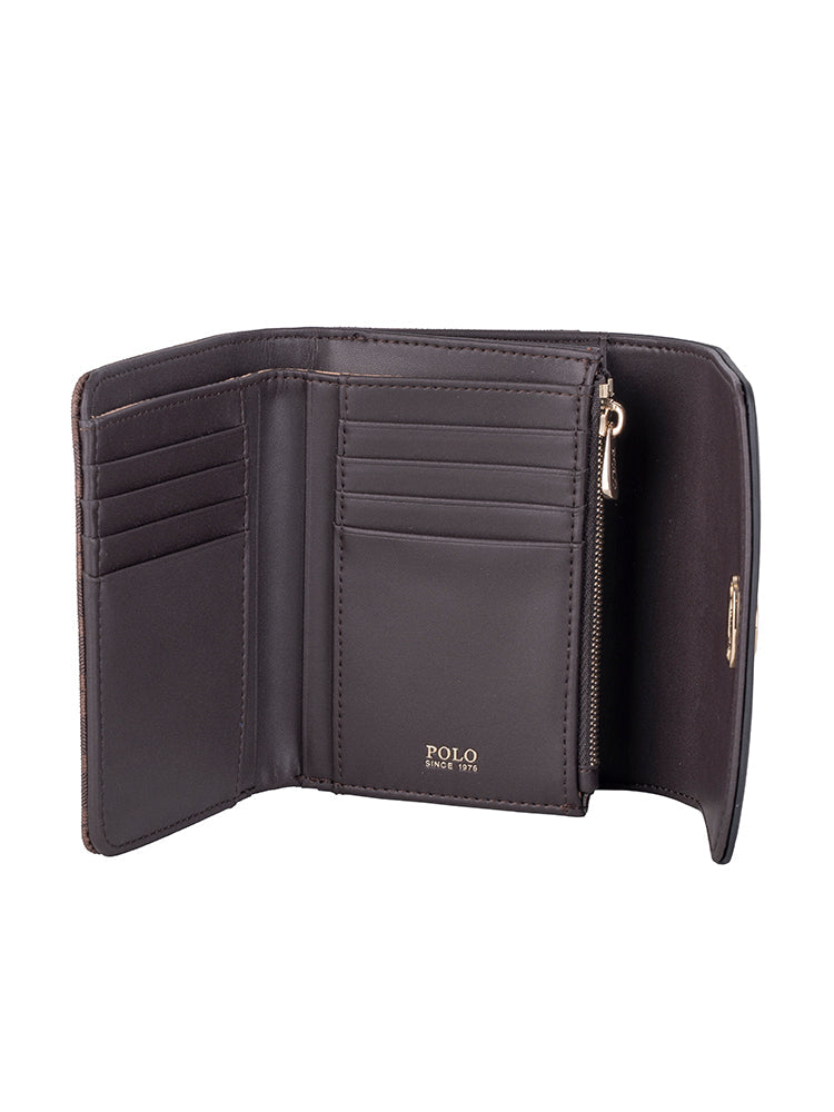 Polo medina Small Medium Trifold Purse In Espresso