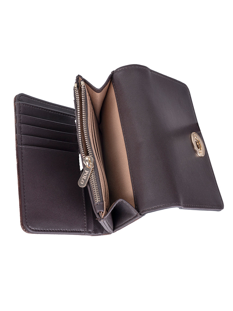 Polo medina Small Medium Trifold Purse In Espresso