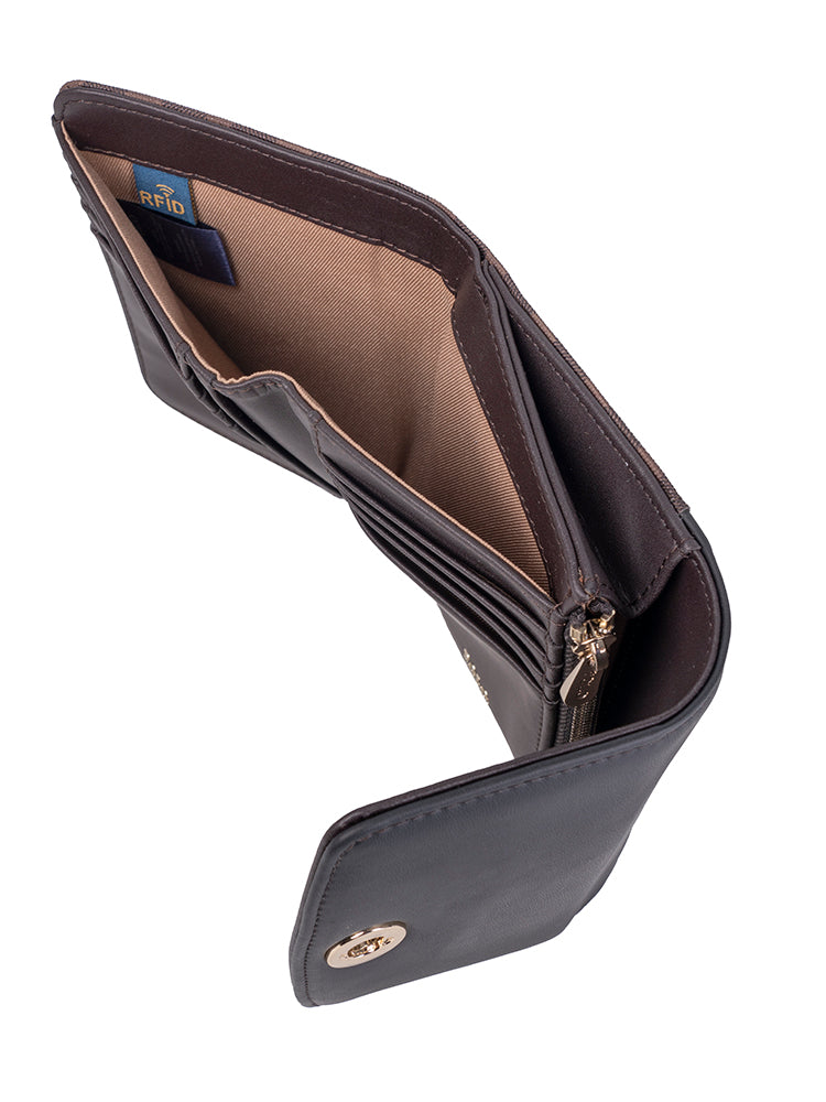 Polo medina Small Medium Trifold Purse In Espresso