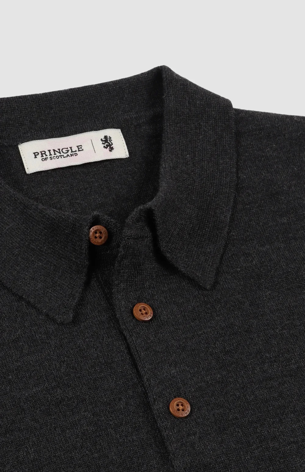 Pringle Mens Merino Knitwear Golfer In Charcoal