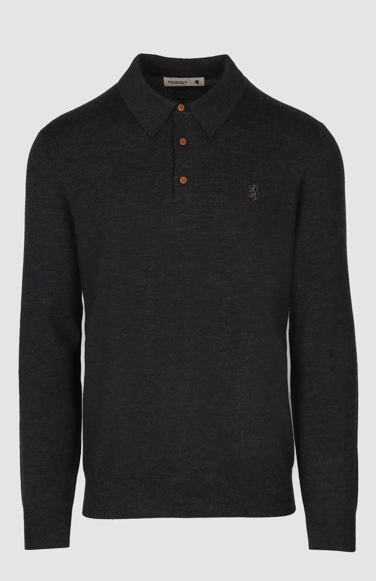 Pringle Mens Merino Knitwear Golfer In Charcoal