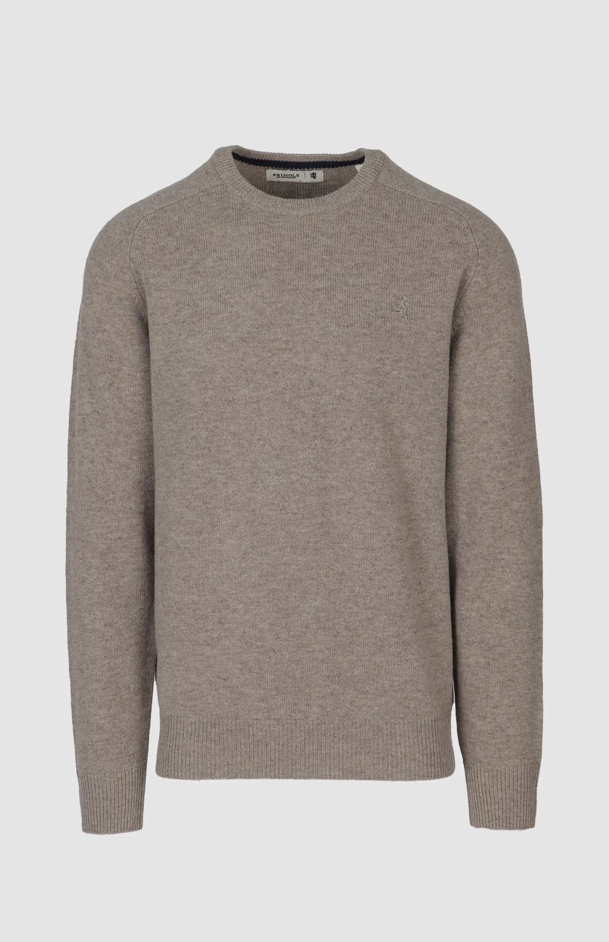 Pringle Mens Johnson Lambswool Crewneck Sweater In Taupe