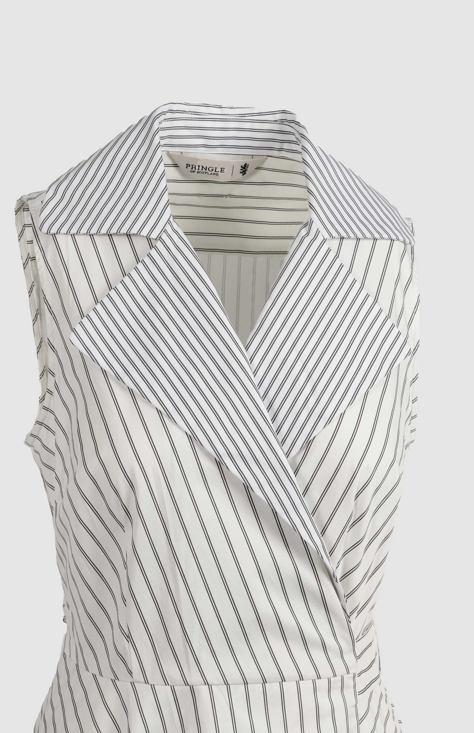 Pringle Womens Kiara Cotton Wrap Stripe Dress In White