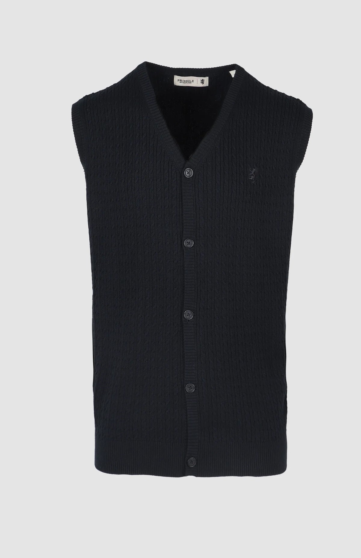 Pringle Mens Donald Cable Sleeveless Cardigan In Navy