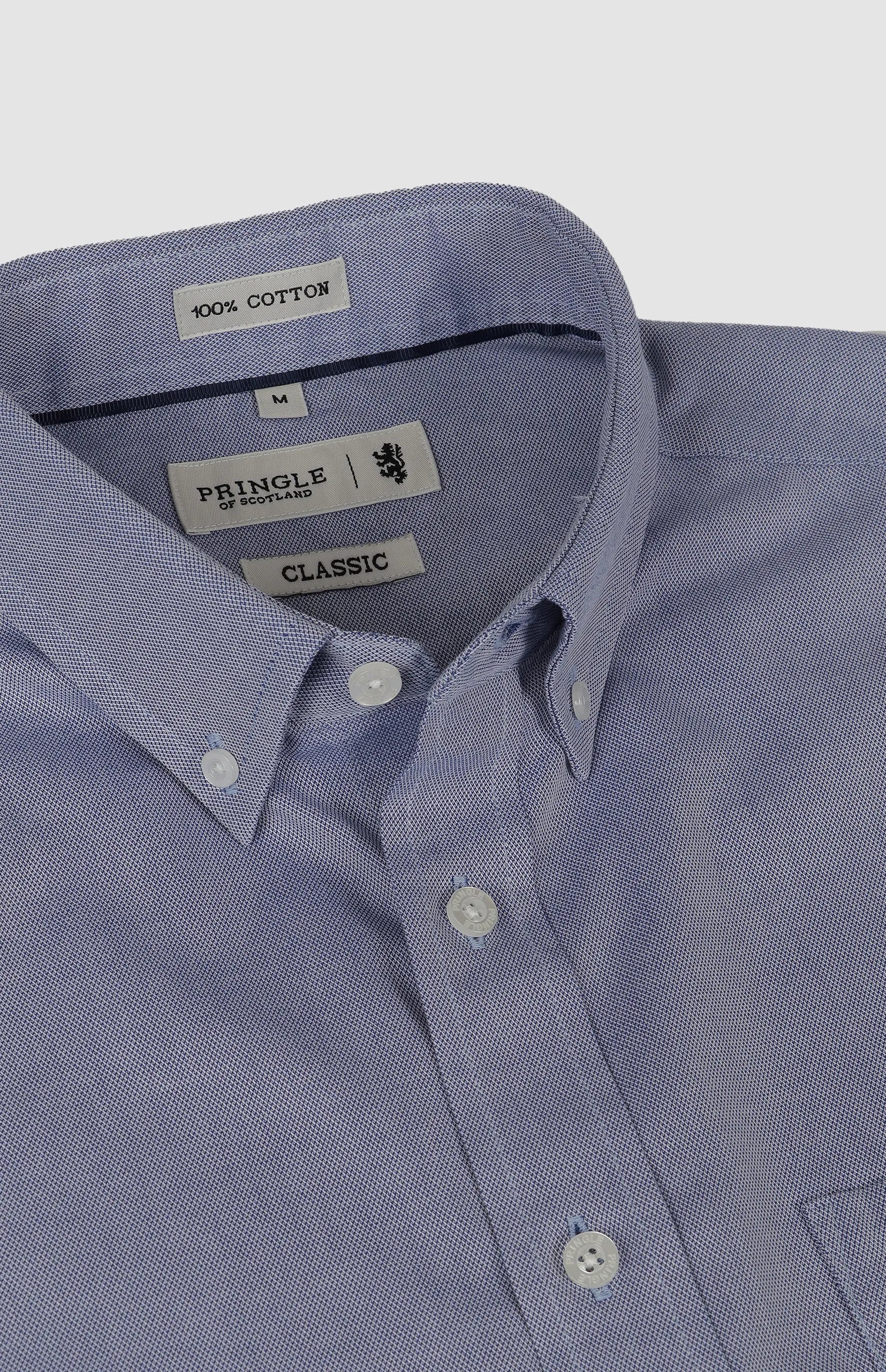 Pringle Mens Alexander Textered Easy Care Classic Shirt In Blue