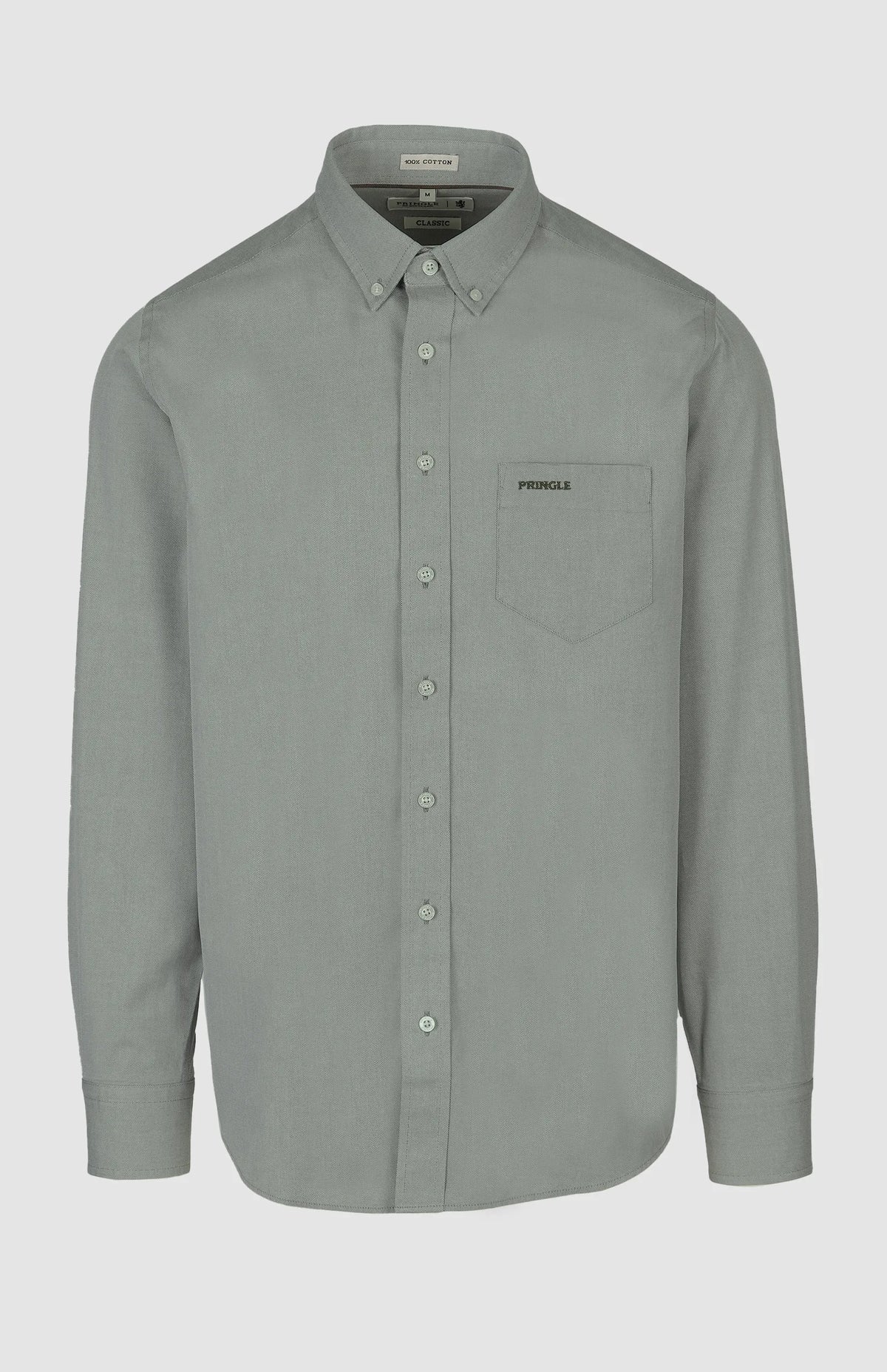 Pringle Mens Alexander Textered Easy Care Classic Shirt In Olive