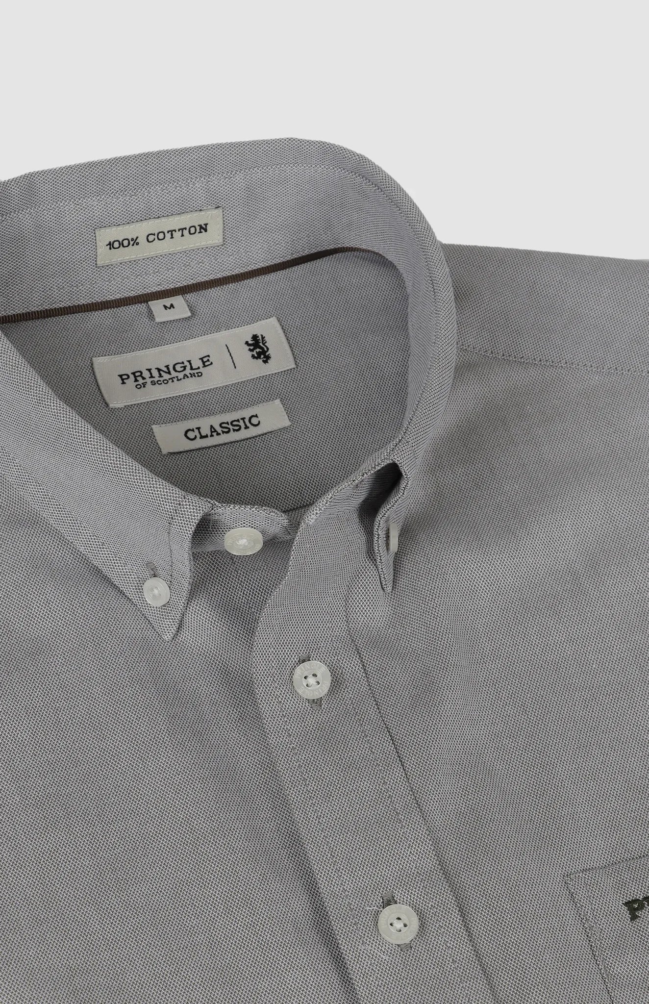 Pringle Mens Alexander Textured Easy Care Shirt In Grey