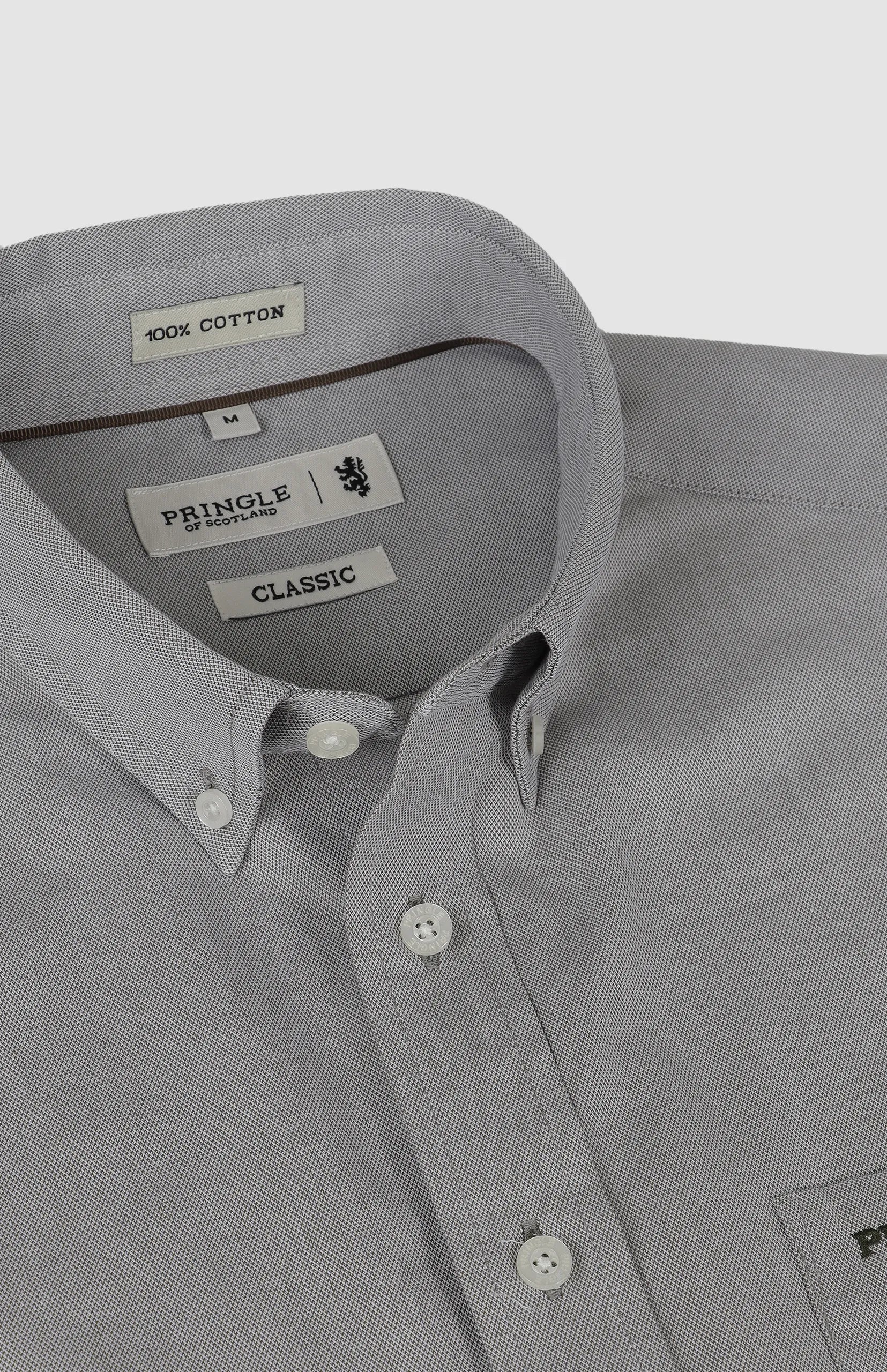 Pringle Mens Alexander Textered Easy Care Classic Shirt In Olive