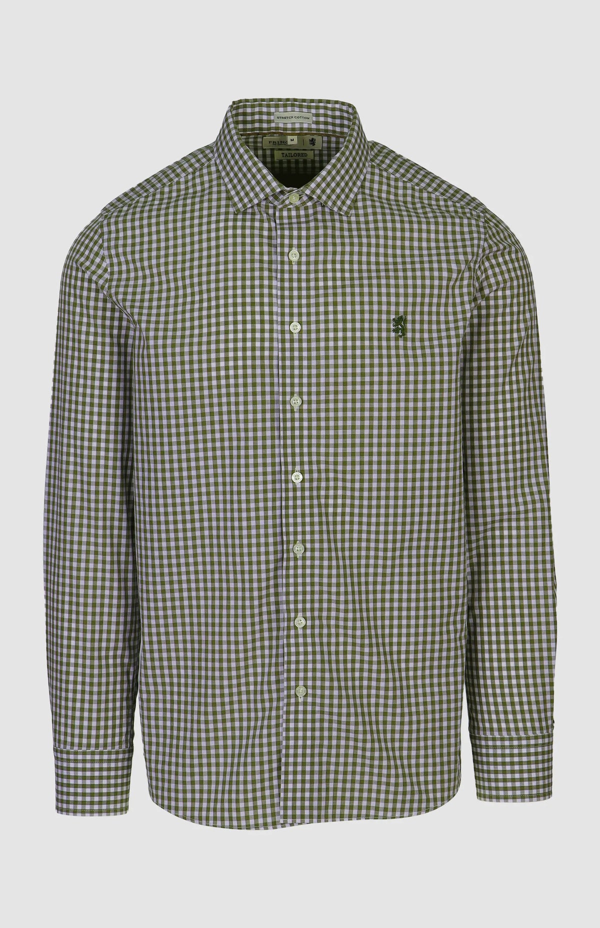 Pringle Mens Bernard Gingham Long Sleeve Tailored Shirt In Olive