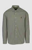 Pringle Mens Bernard Gingham Long Sleeve Tailored Shirt In Olive