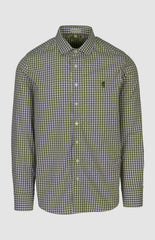 Pringle Mens Bernard Gingham Long Sleeve Tailored Shirt In Olive