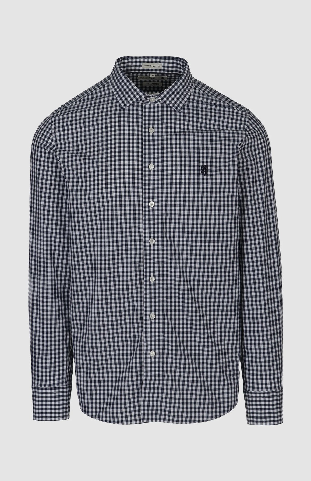 Pringle Mens Bernard Gingham E/Care Long Sleeves Tailored Shirt In Navy