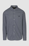 Pringle Mens Bernard Gingham E/Care Long Sleeves Tailored Shirt In Navy