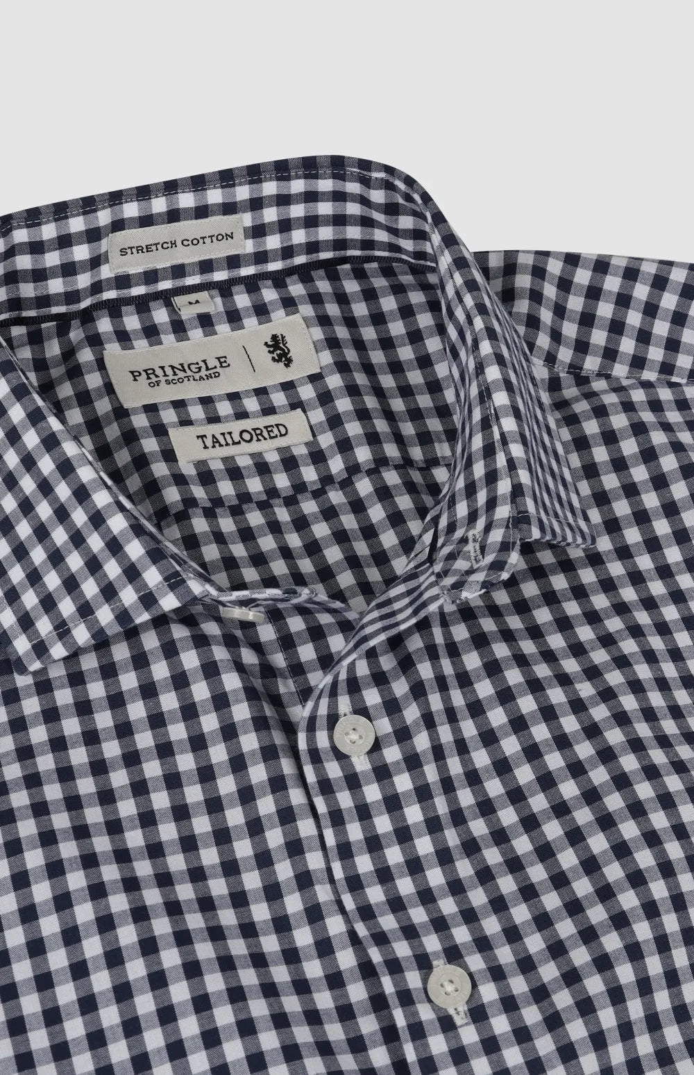 Pringle Mens Bernard Gingham E/Care Long Sleeves Tailored Shirt In Navy