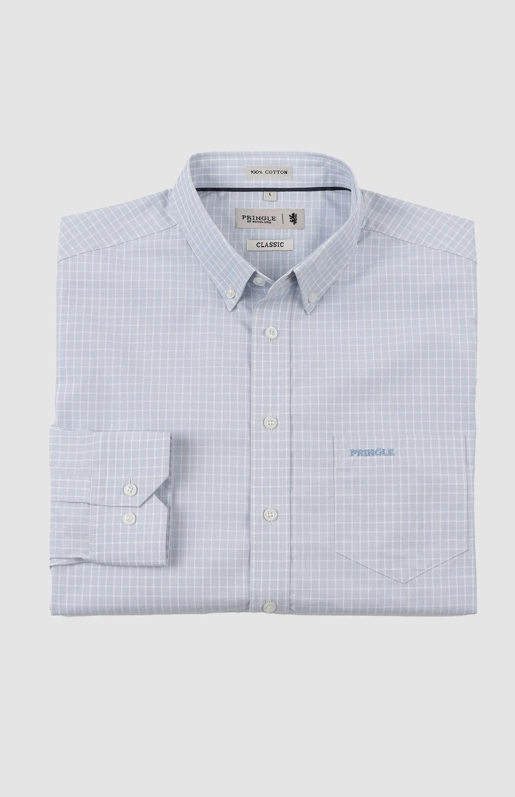 Pringle Mens Lawrence Check Classic Shirt In Light Blue