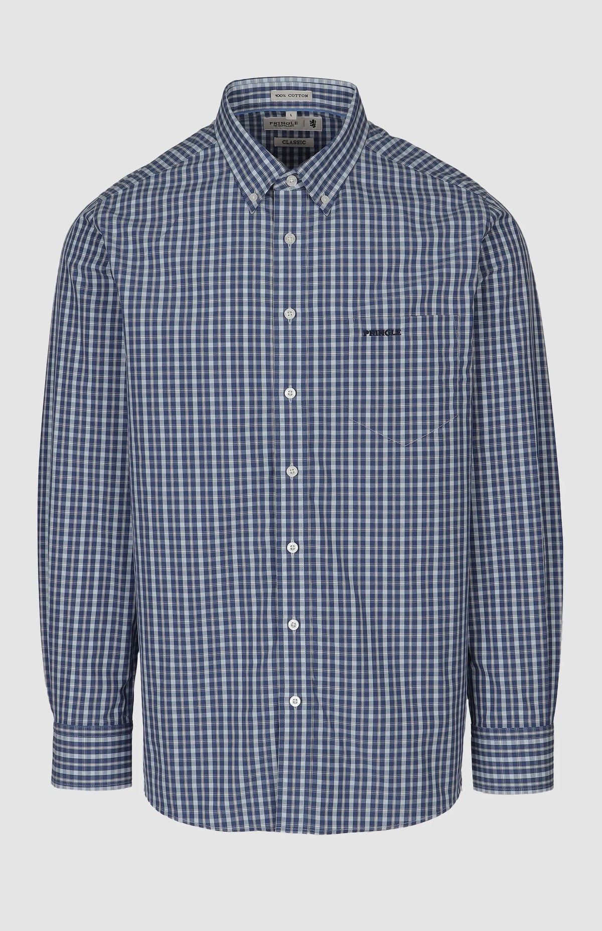 Pringle Mens Alan Check Long Sleeve Classic Shirt In Blue