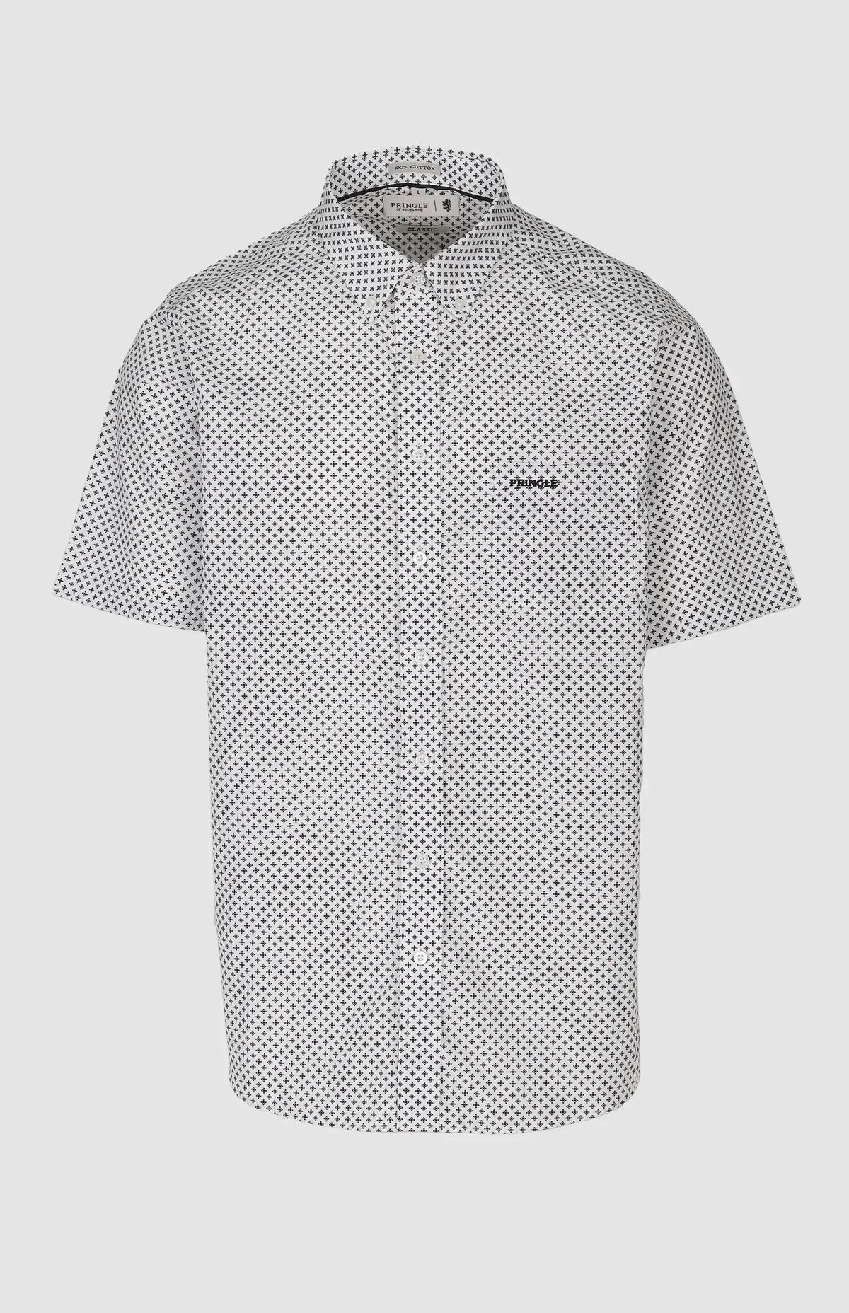 Pringle Mens Zayden Printed Short sleeves Classic Shirt In White