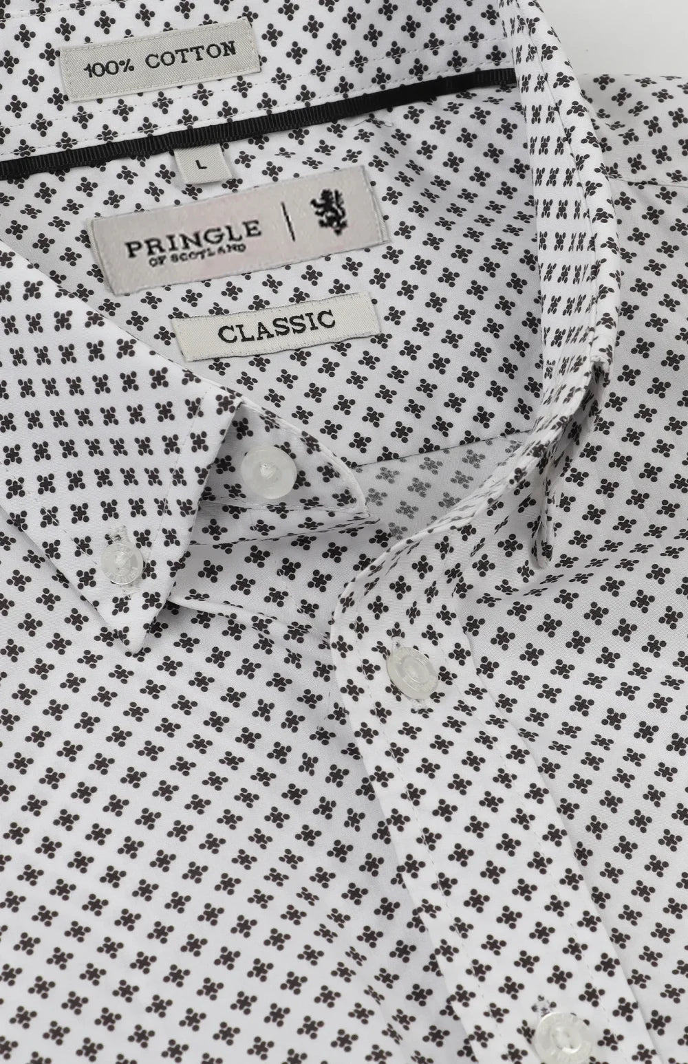Pringle Mens Zayden Printed Short sleeves Classic Shirt In White