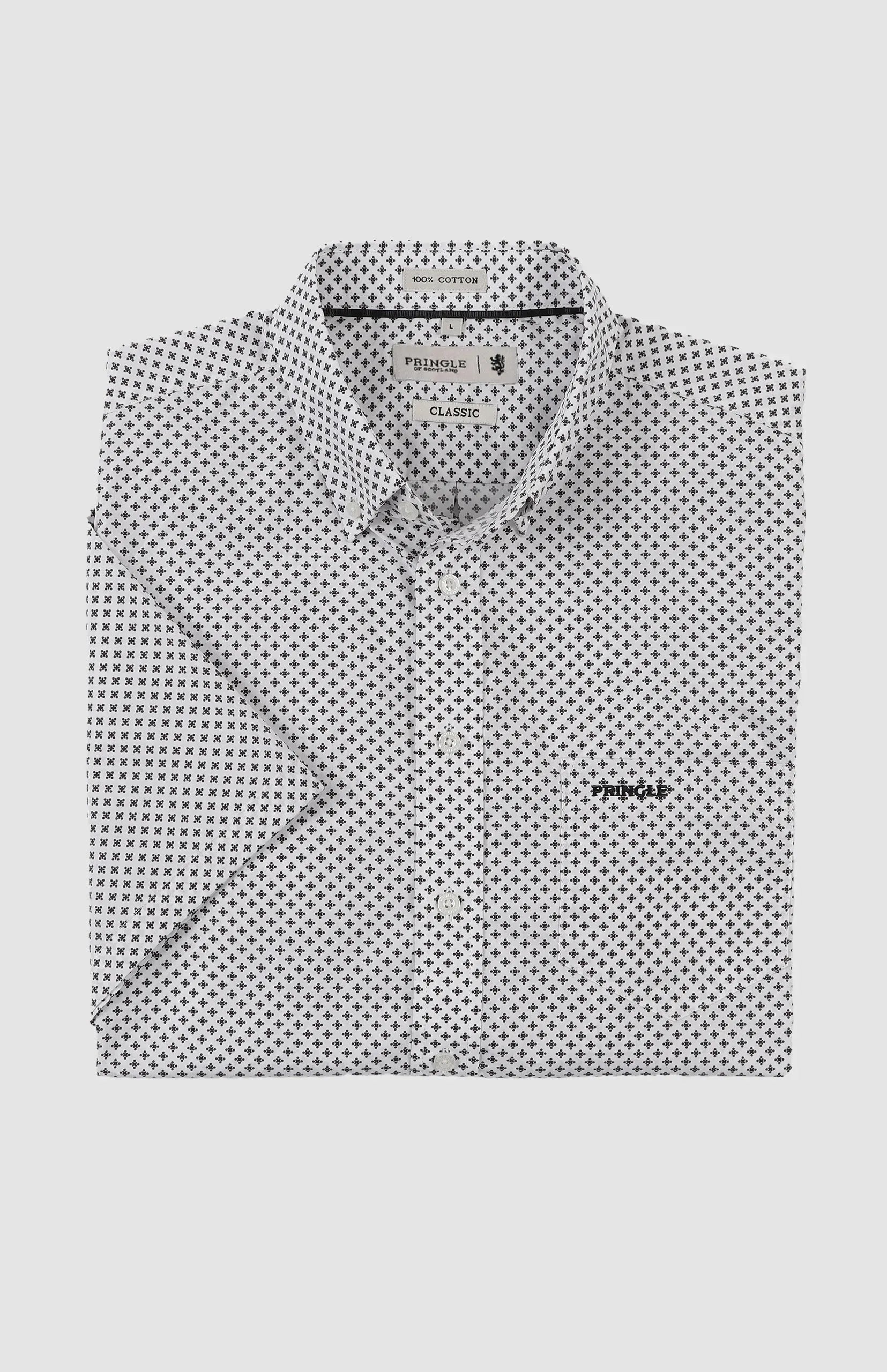 Pringle Mens Zayden Printed Short sleeves Classic Shirt In White