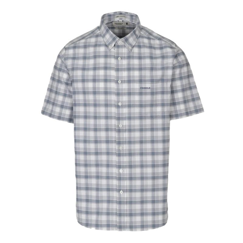 Pringle Mens Samual Oxford Check Short Sleeves Classic Shirt In Blue