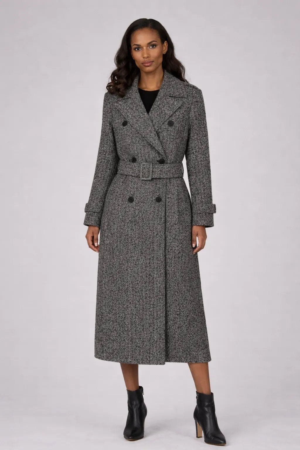 Pringle Womens Vivian Double Breasted Coat InGrey
