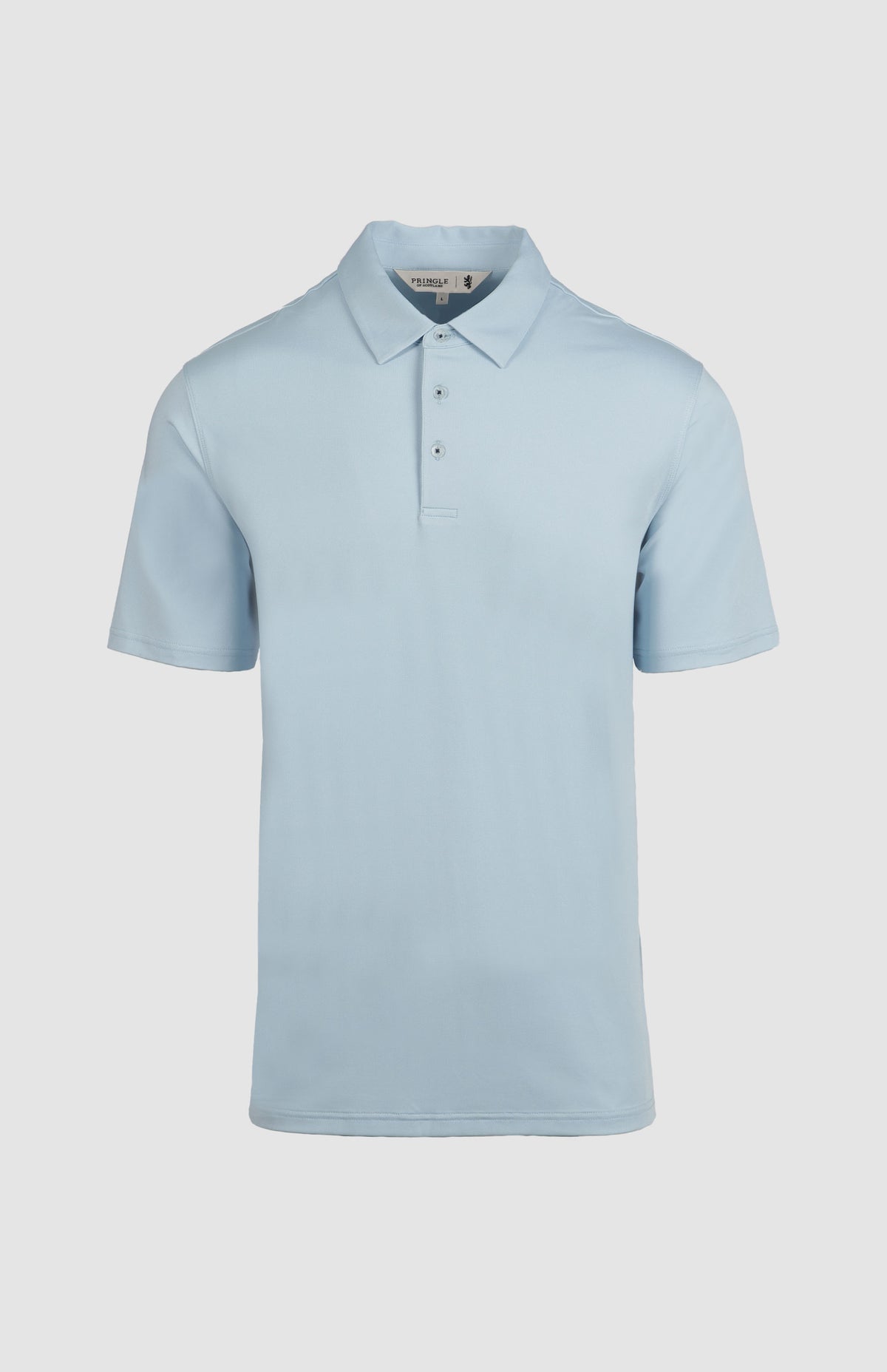 Pringle Mens Ben Light Blue Solid Technical Golfer