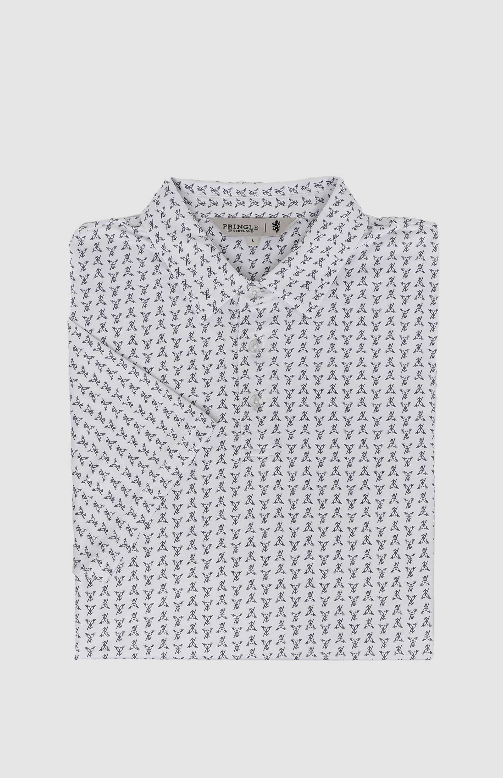 Pringle Mens George White Printed Technical Golfer