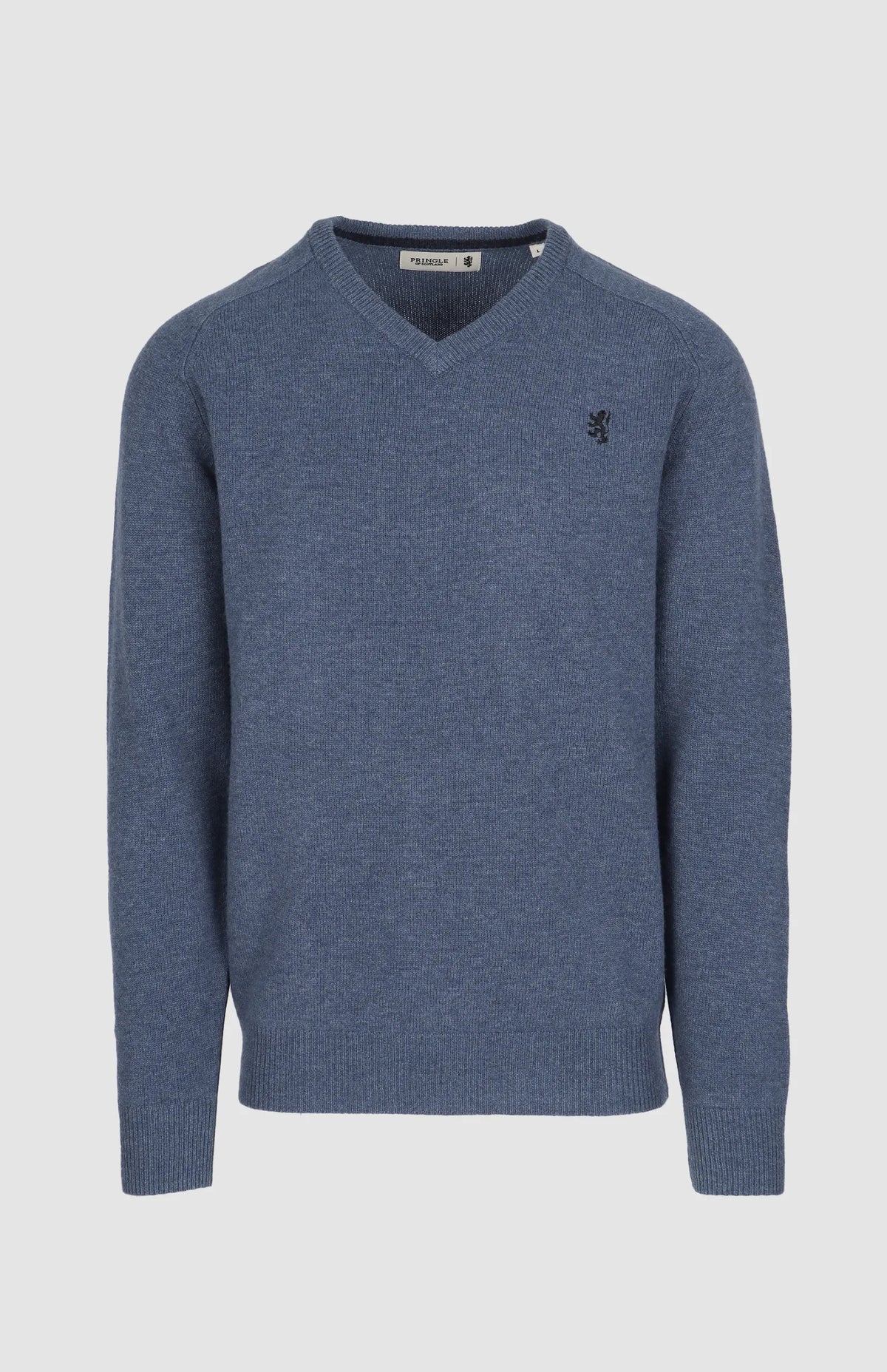 Pringle Mens Henry V Neck Lambswool Sweater In Mid Blue