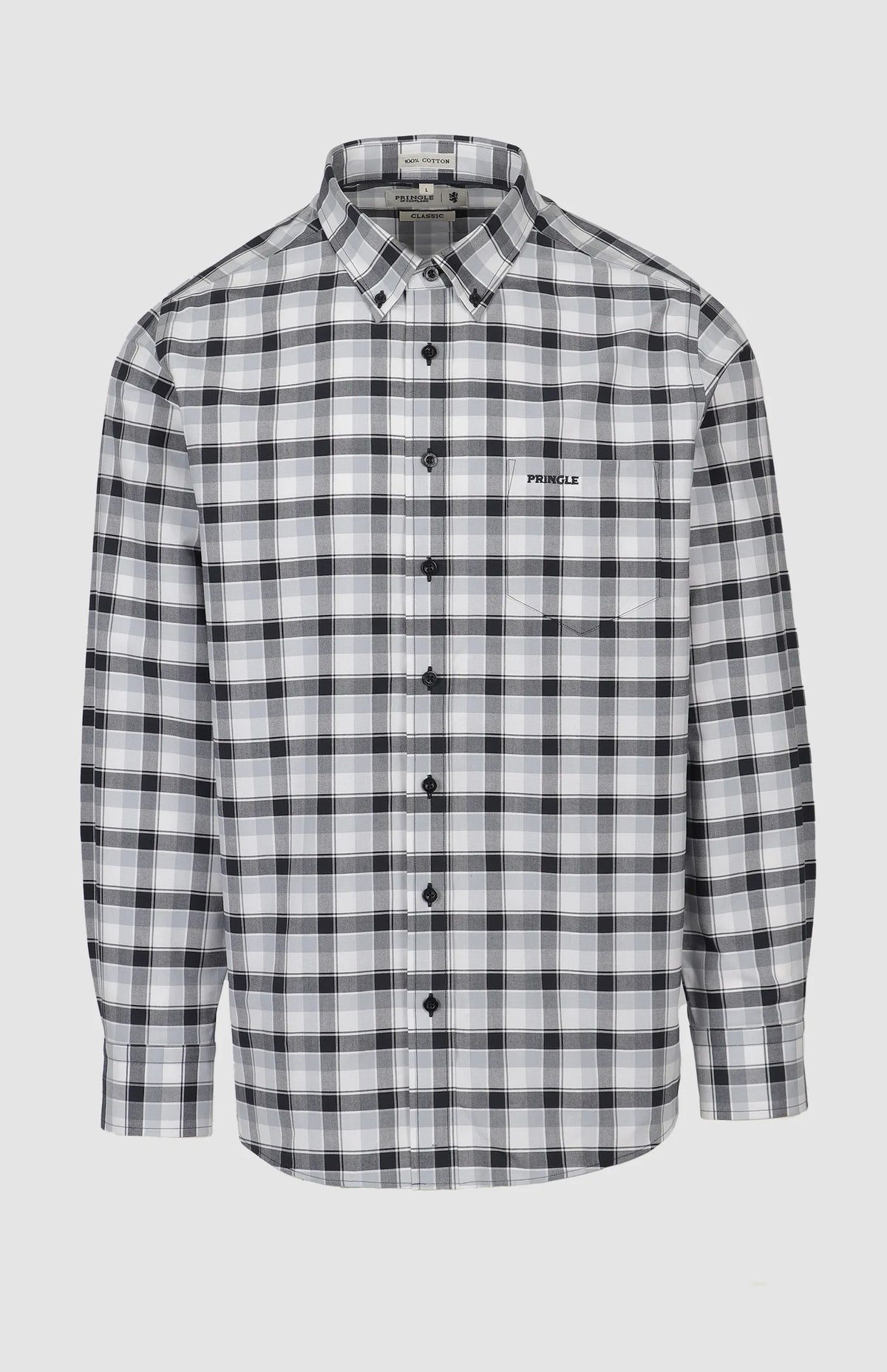 Pringle Mens Lucas Oxford Check Long Sleeve Classic Shirt In Navy