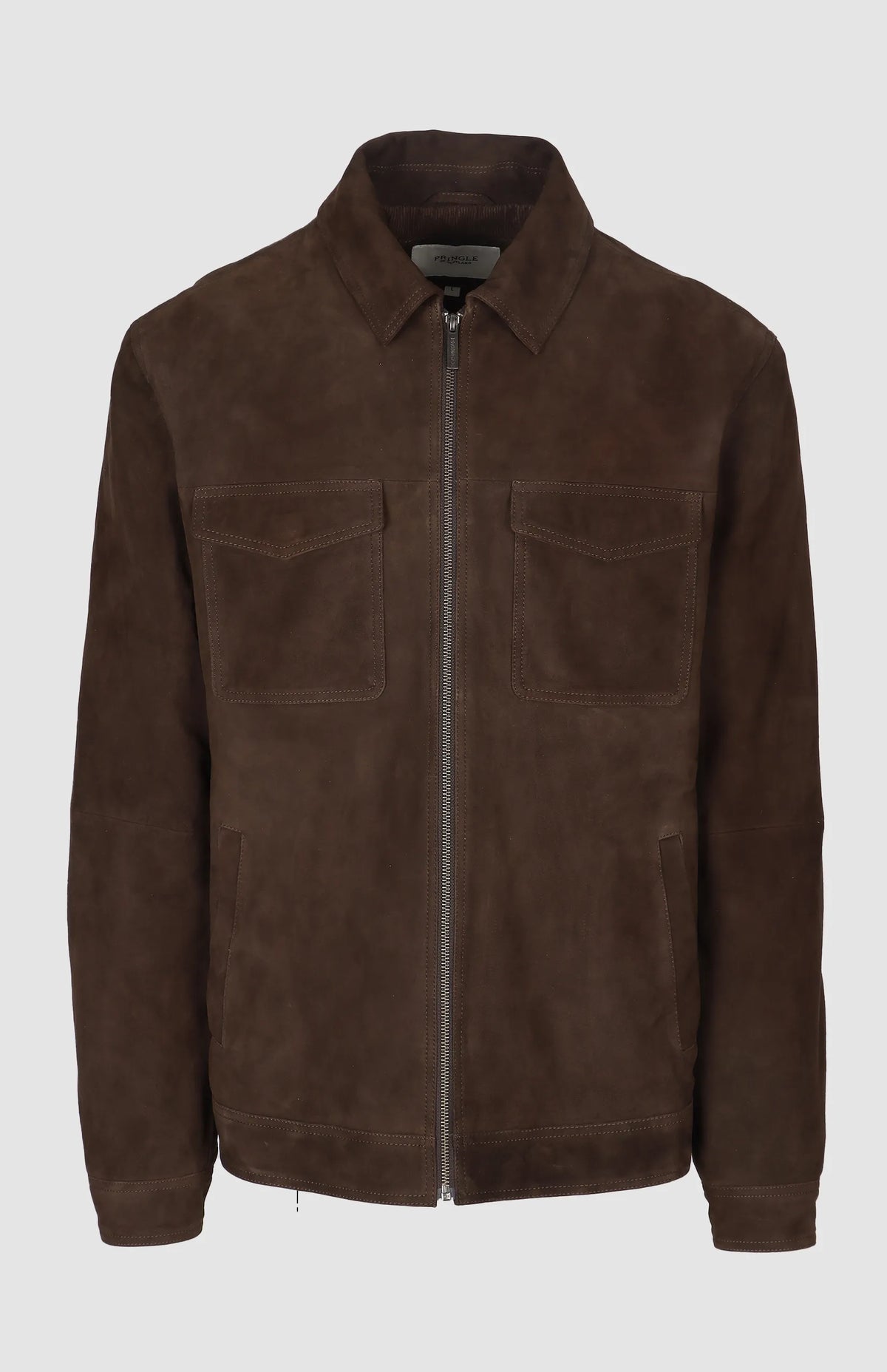 Pringle Mens Elijah Suede Jacket In Dark Brown