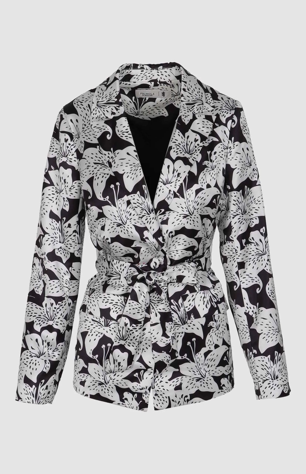 Pringle Womens Lia Tie Belt Jacket In Black & White