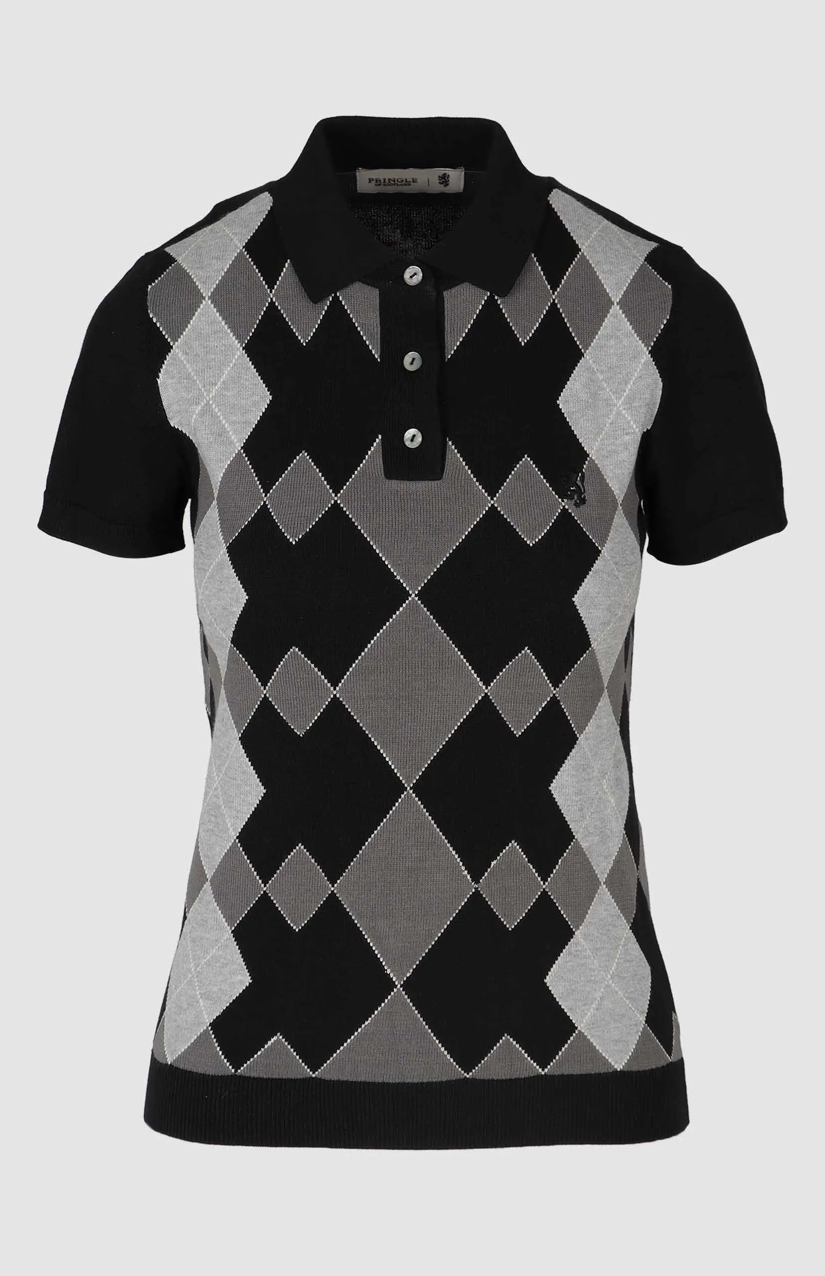 Pringle Womens Vuyo Argyle Knit Golfer In Black