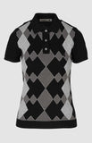 Pringle Womens Vuyo Argyle Knit Golfer In Black