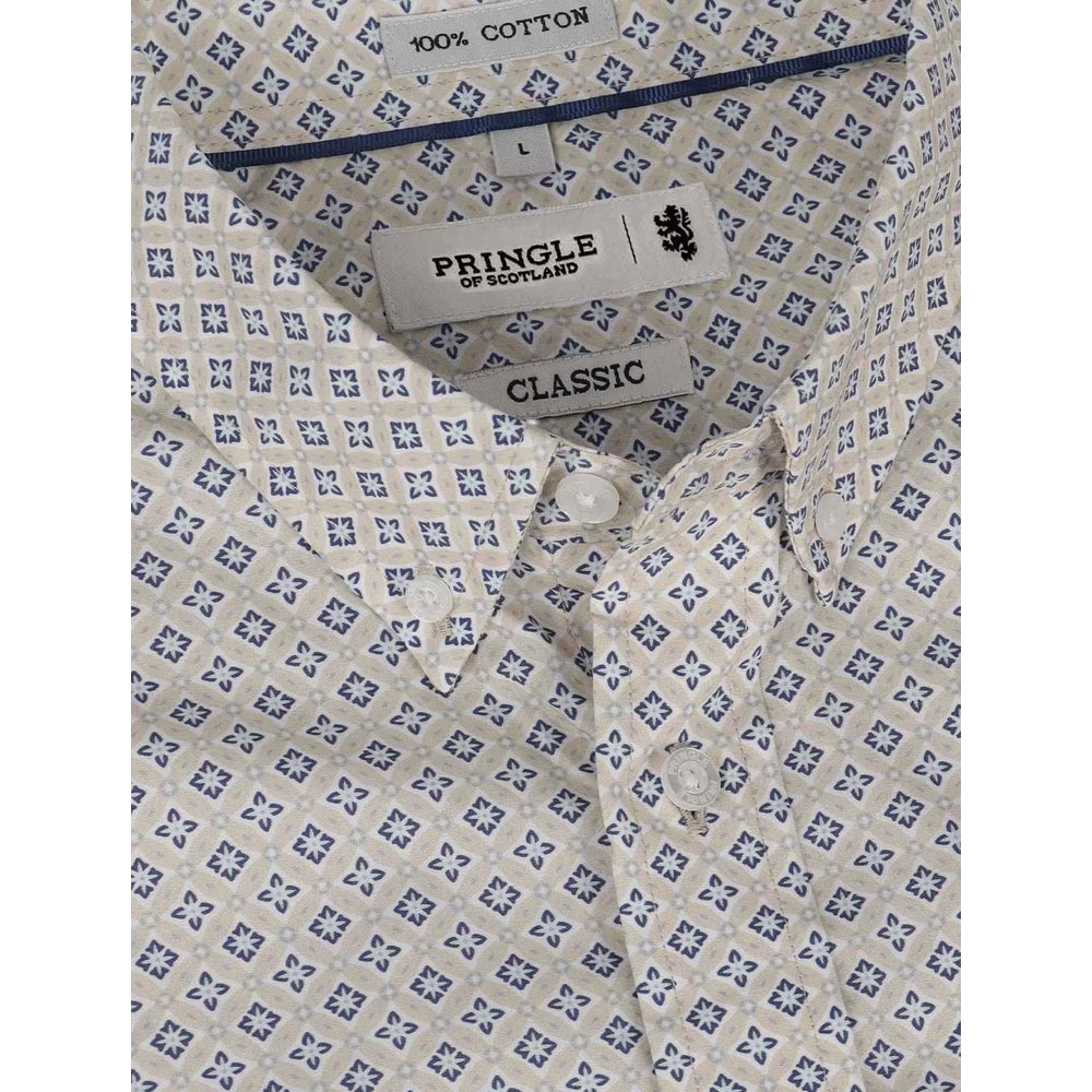 Pringle Mens Wesley Printed  Classic T-Shirt In Stone