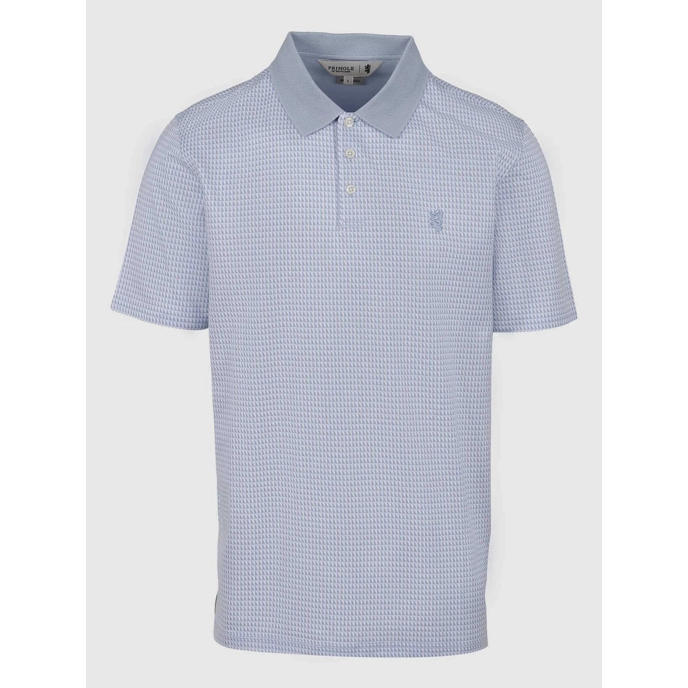 Pringle Mens Amos Jacquard Mercerised Golfer In Light Blue
