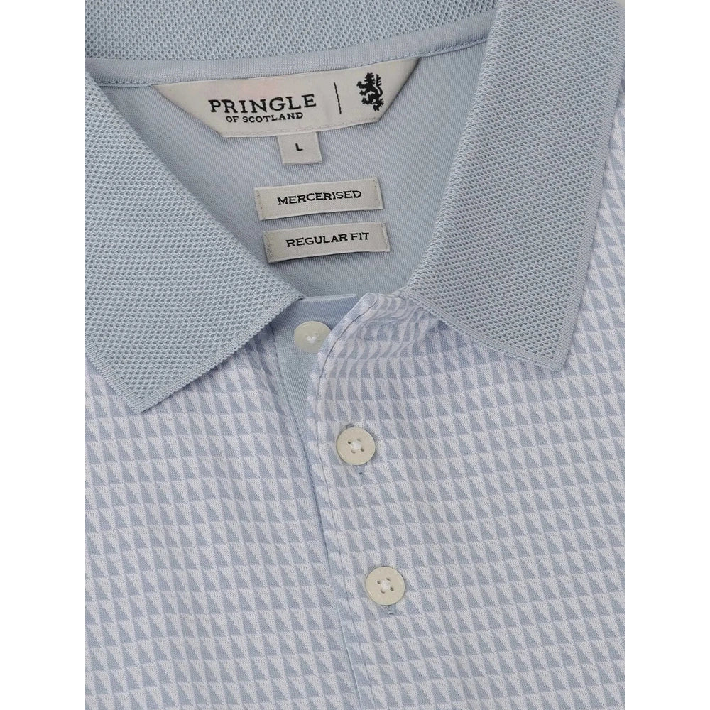 Pringle Mens Amos Jacquard Mercerised Golfer In Light Blue