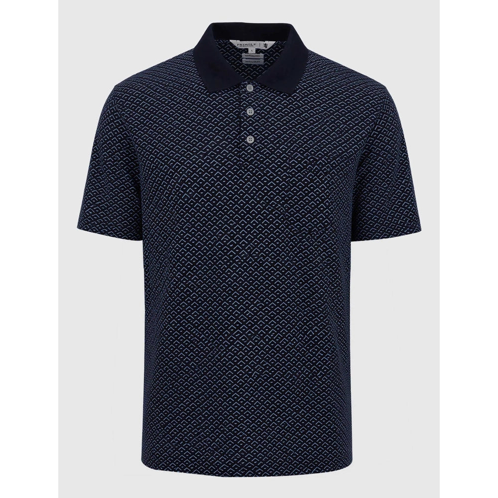 Pringle Mens Preston Printed Mercerised Golfer In Navy