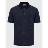Pringle Mens Preston Printed Mercerised Golfer In Navy