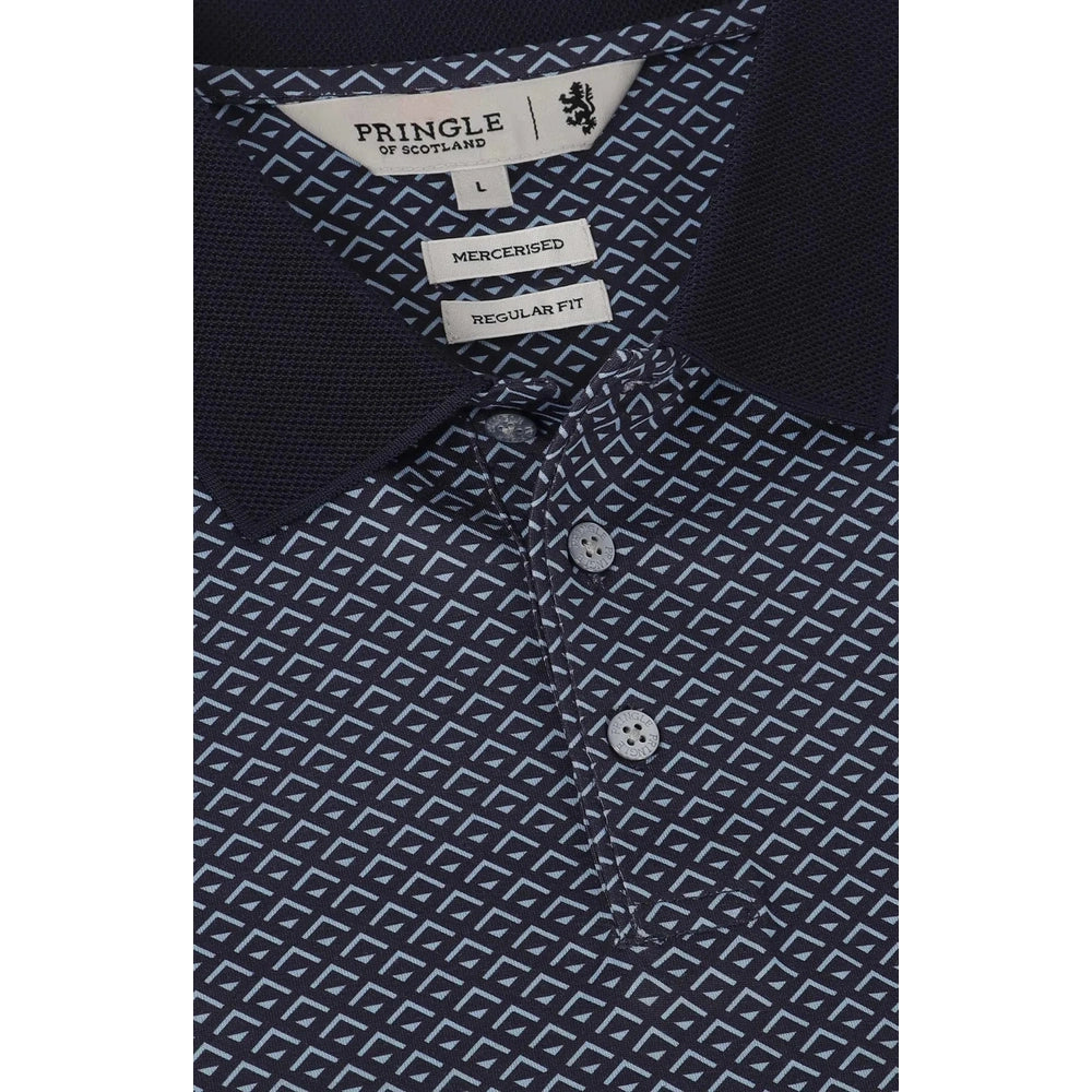 Pringle Mens Preston Printed Mercerised Golfer In Navy