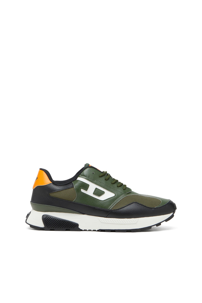 Diesel Mens S-Tame-D Running Black And Green And Orange Sneaker